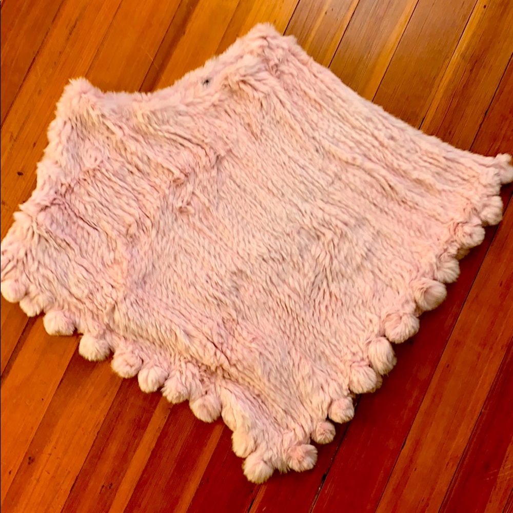 Pink Rabbit Fur Poncho